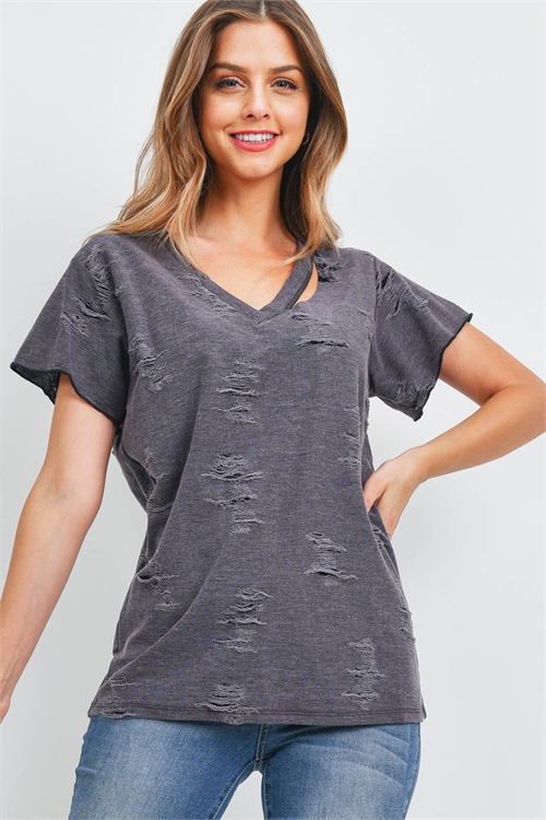 S11-18-1-T1231068 HEATHER GRAY DISTRESSED TOP 2-2-2